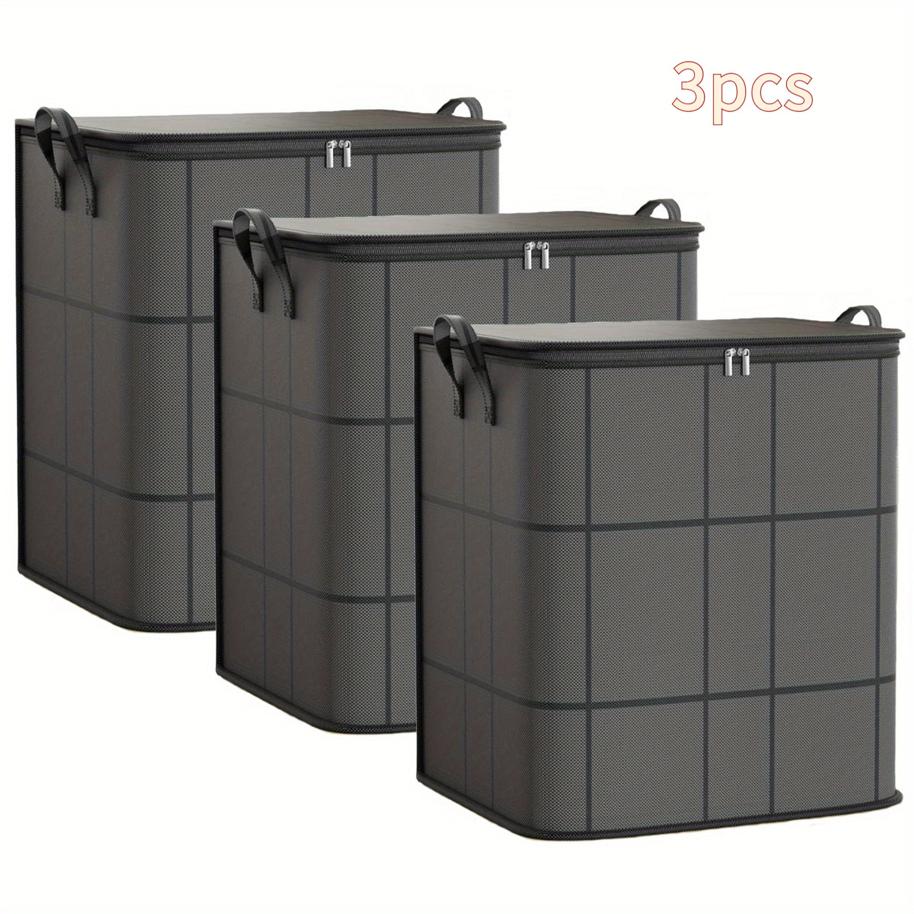 3-Pack Large Clothing Storage Bags - Thickened Foldable Wardrobe Organizer Bags with Reinforced Handles And Zipper Closure, Space-Saving Storage Bags for Clothes And Bedding, Suitable for Wardrobes, Under Beds, Moving, Home Organization, Design