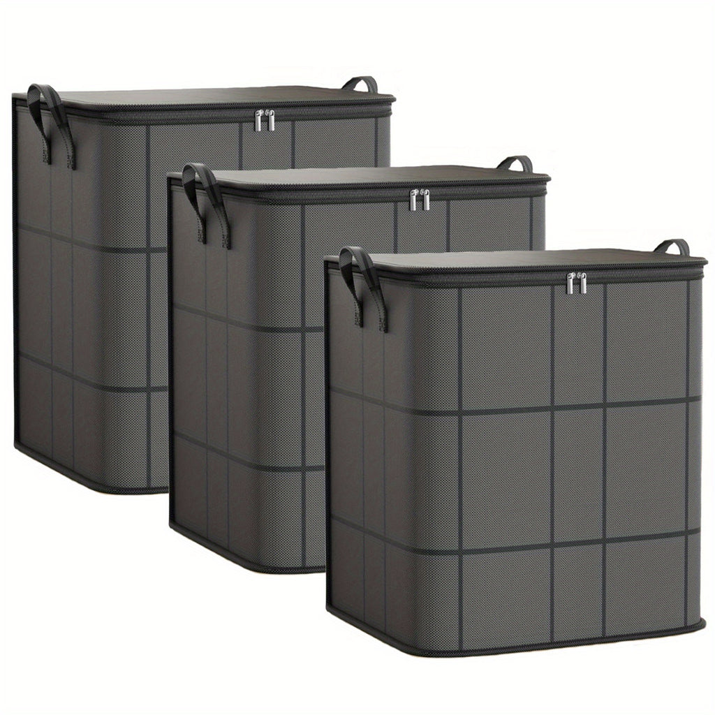 3-Pack Large Clothing Storage Bags - Thickened Foldable Wardrobe Organizer Bags with Reinforced Handles And Zipper Closure, Space-Saving Storage Bags for Clothes And Bedding, Suitable for Wardrobes, Under Beds, Moving, Home Organization, Design
