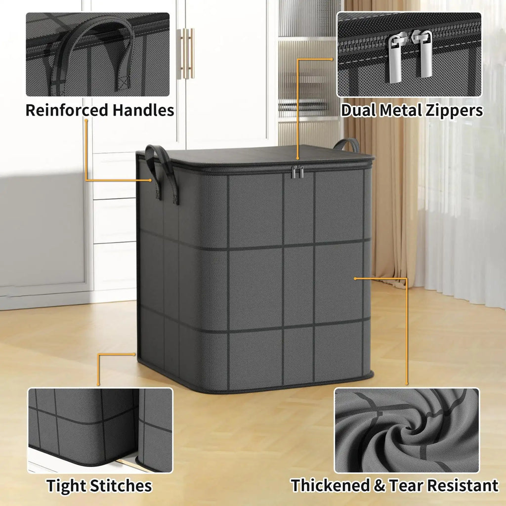 3-Pack Large Clothing Storage Bags - Thickened Foldable Wardrobe Organizer Bags with Reinforced Handles And Zipper Closure, Space-Saving Storage Bags for Clothes And Bedding, Suitable for Wardrobes, Under Beds, Moving, Home Organization, Design